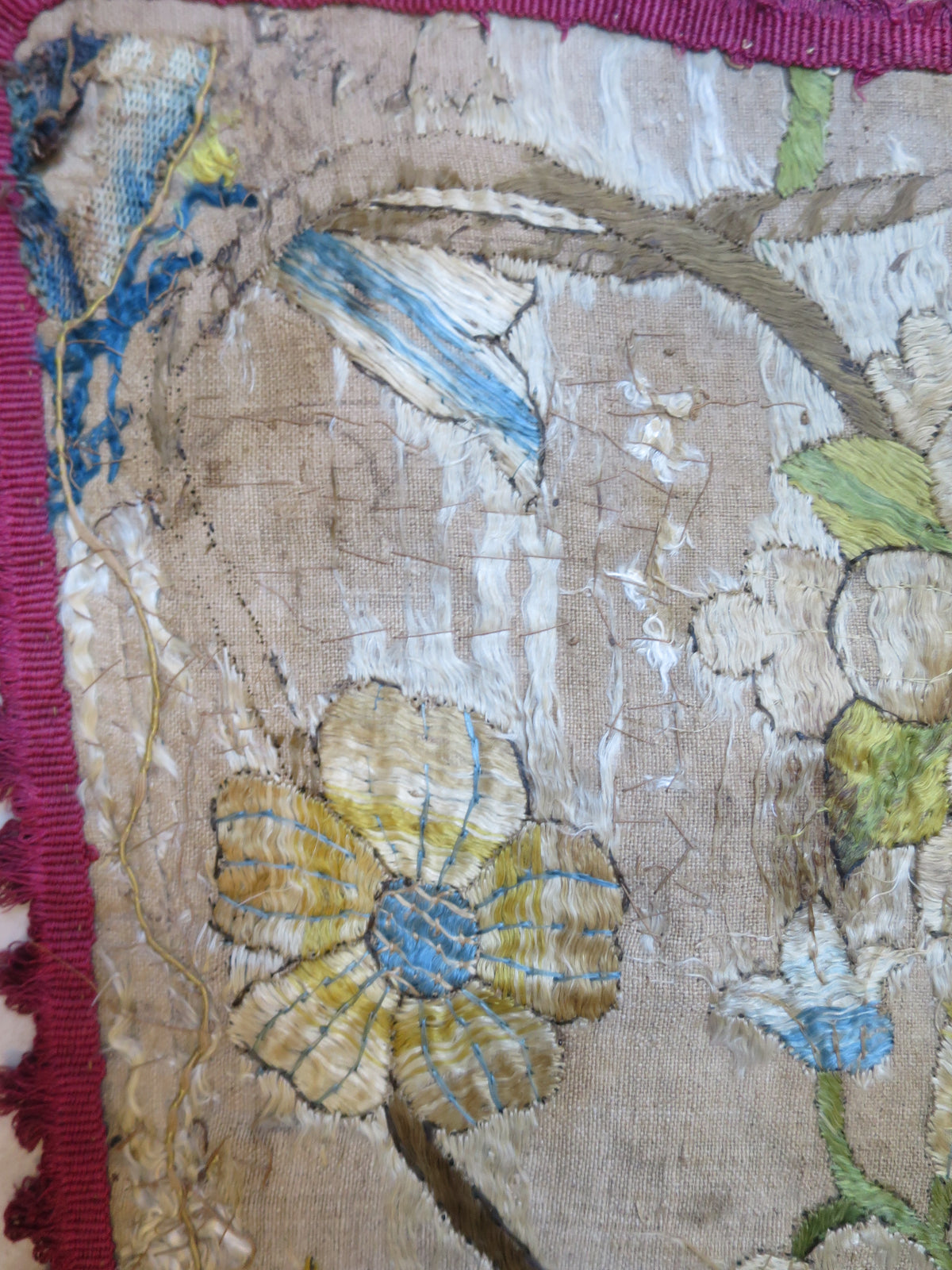 Madonna and Child Silk Work Panel, c. 1600–1650, with Historic Passementerie Repairs