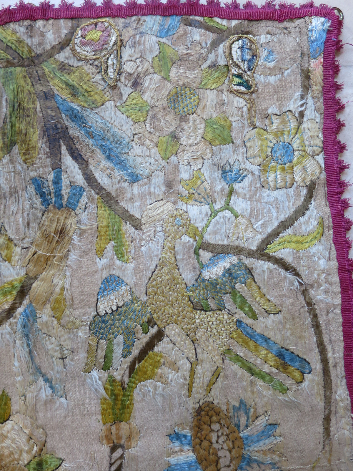 Madonna and Child Silk Work Panel, c. 1600–1650, with Historic Passementerie Repairs