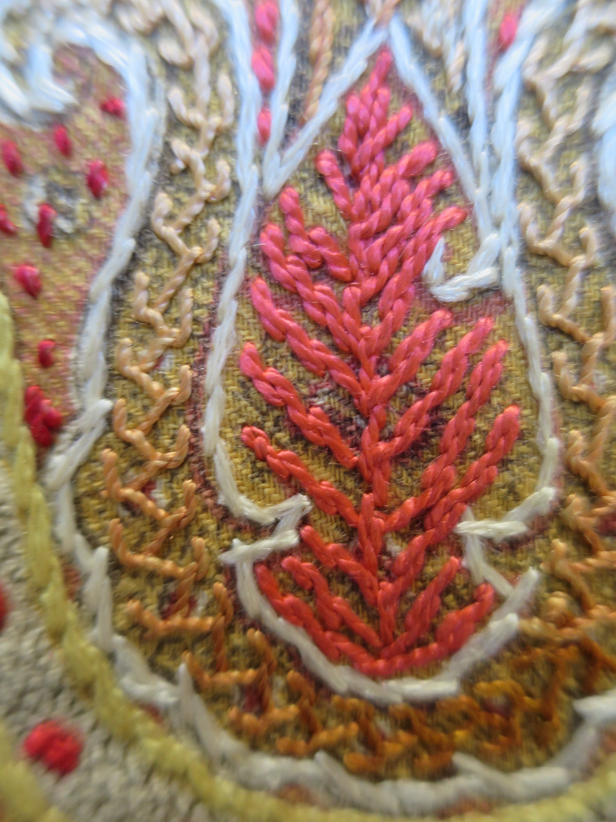A Pristine Anglo-Indian Needle-Embroidered Rumal Panel (c. 1870–1890)