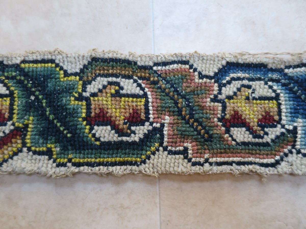 Three Matching Wool & Silk Gros Point Needlework Borders, c. 1680–1720