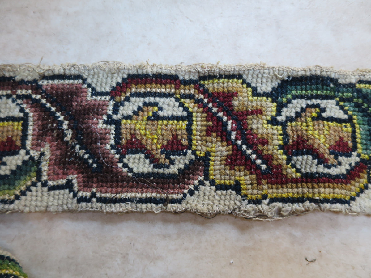 Three Matching Wool & Silk Gros Point Needlework Borders, c. 1680–1720