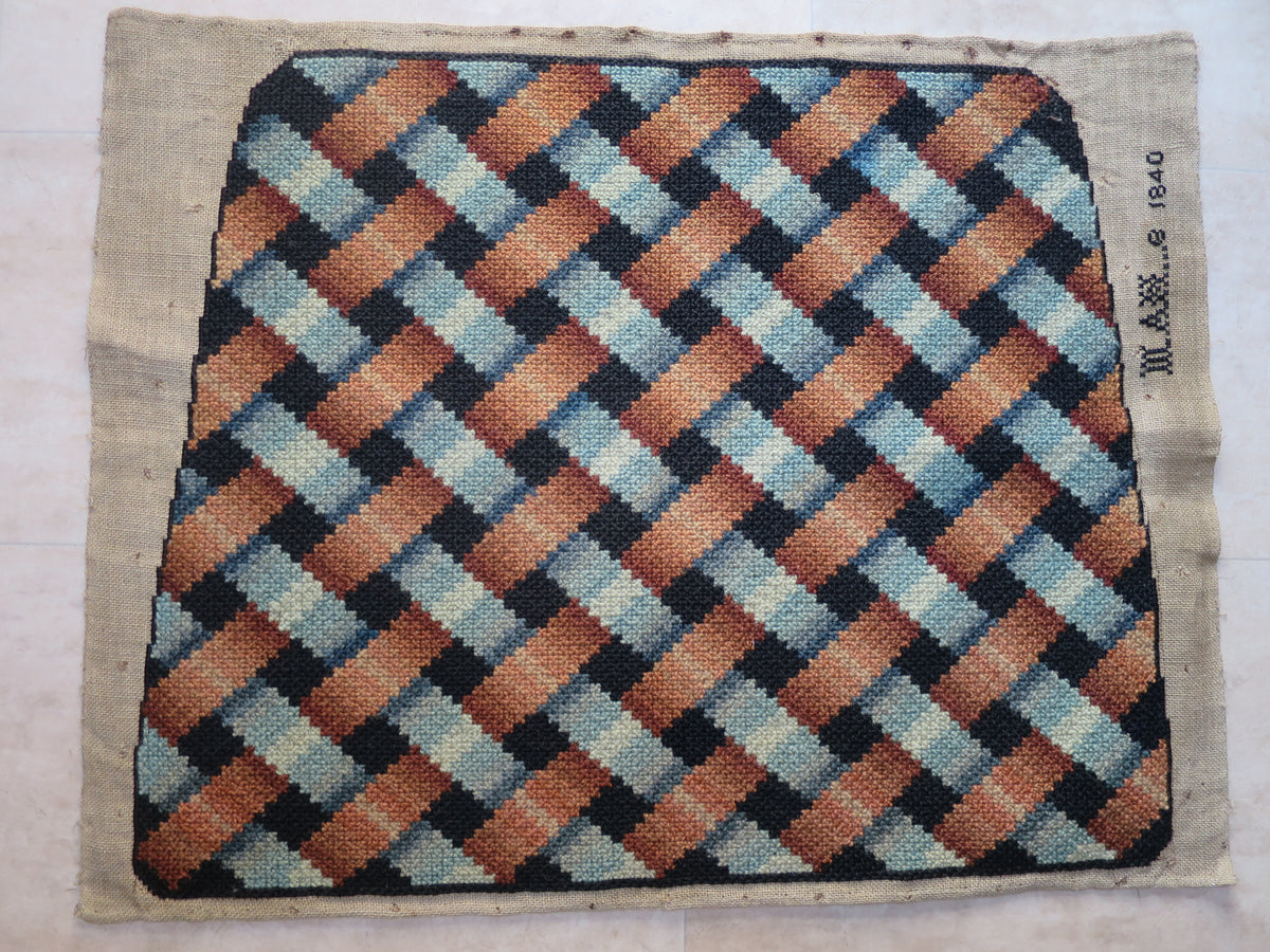 Three Dutch Wool Needlework Chair Seat Covers, Signed ‘Kyt’ and Dated 1840