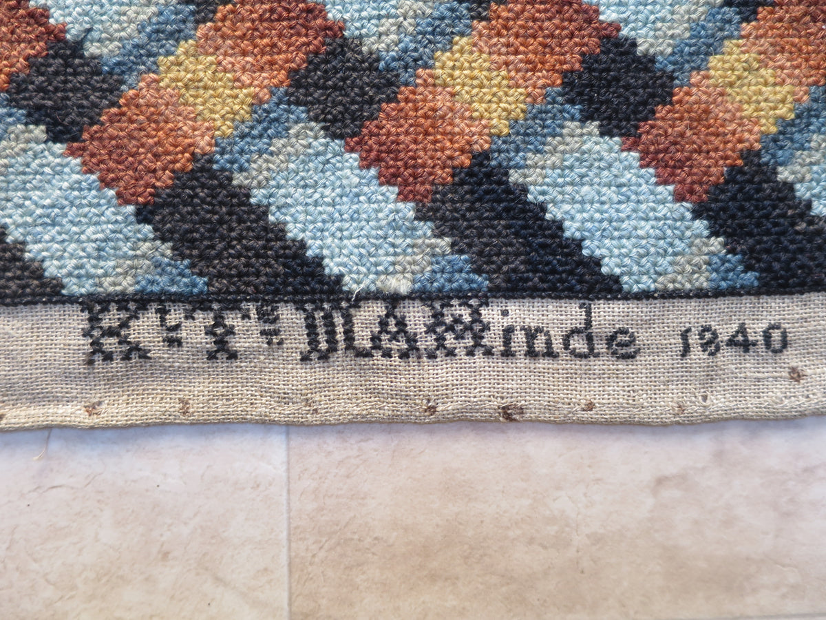 Three Dutch Wool Needlework Chair Seat Covers, Signed ‘Kyt’ and Dated 1840