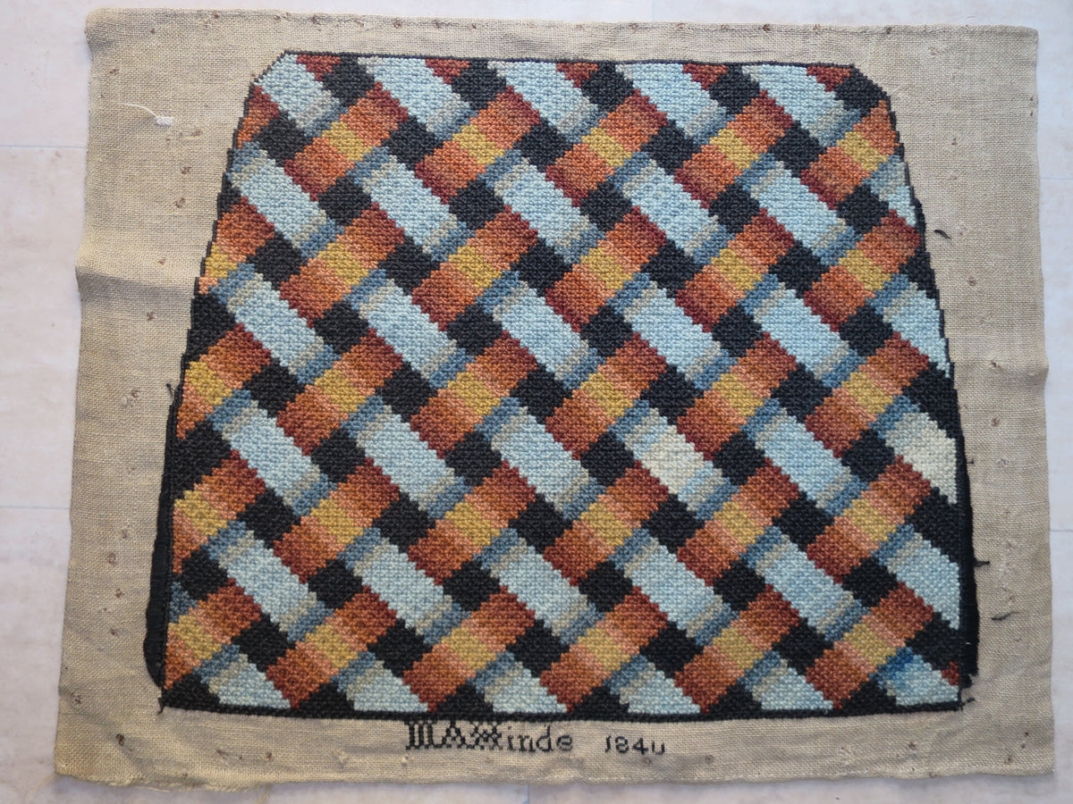 Three Dutch Wool Needlework Chair Seat Covers, Signed ‘Kyt’ and Dated 1840
