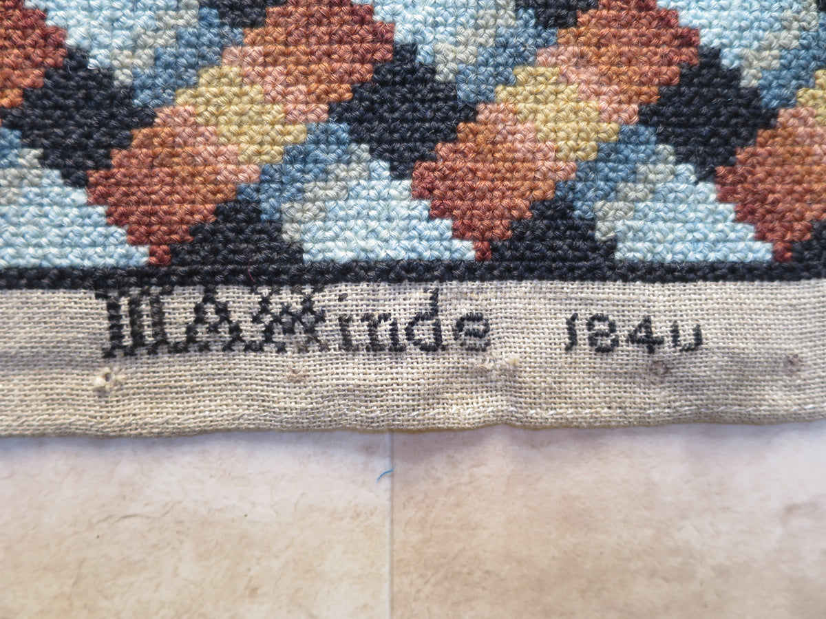 Three Dutch Wool Needlework Chair Seat Covers, Signed ‘Kyt’ and Dated 1840