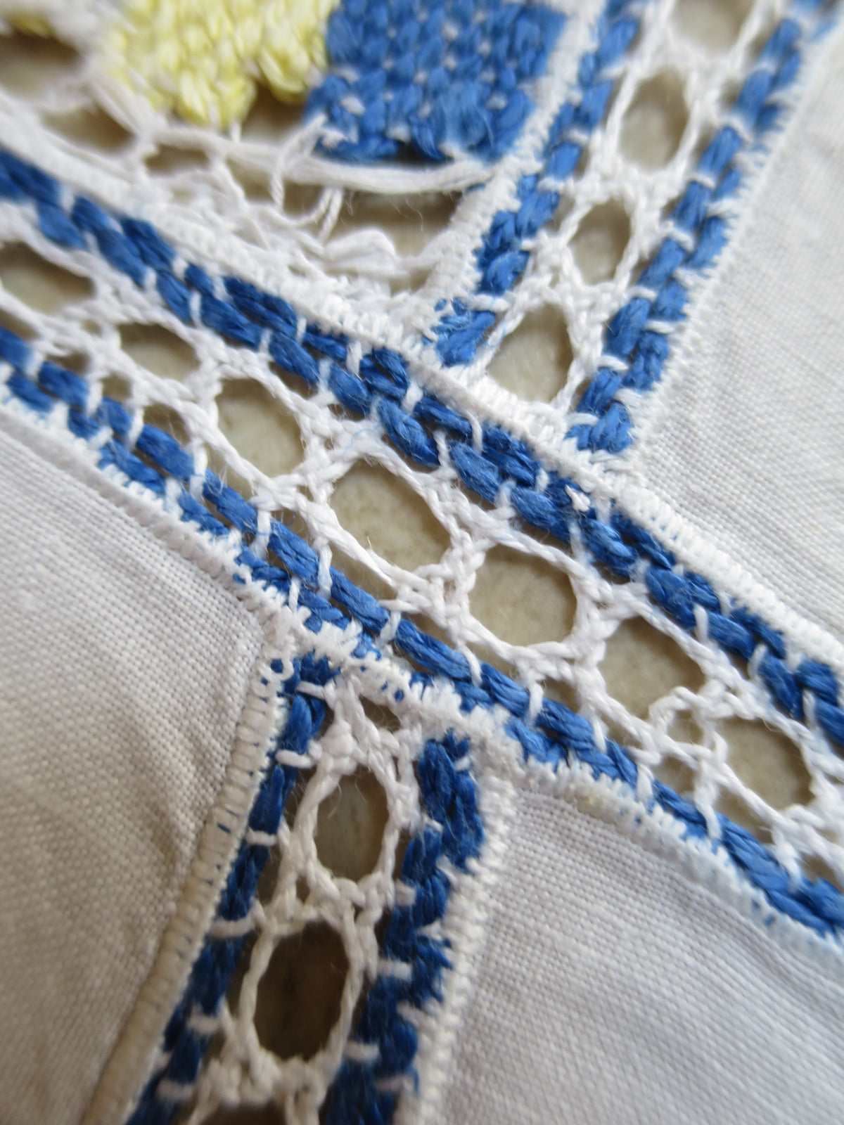 Antique Slovakian / Carpathian Polychrome Bobbin Lace Tablecloth, circa 1910