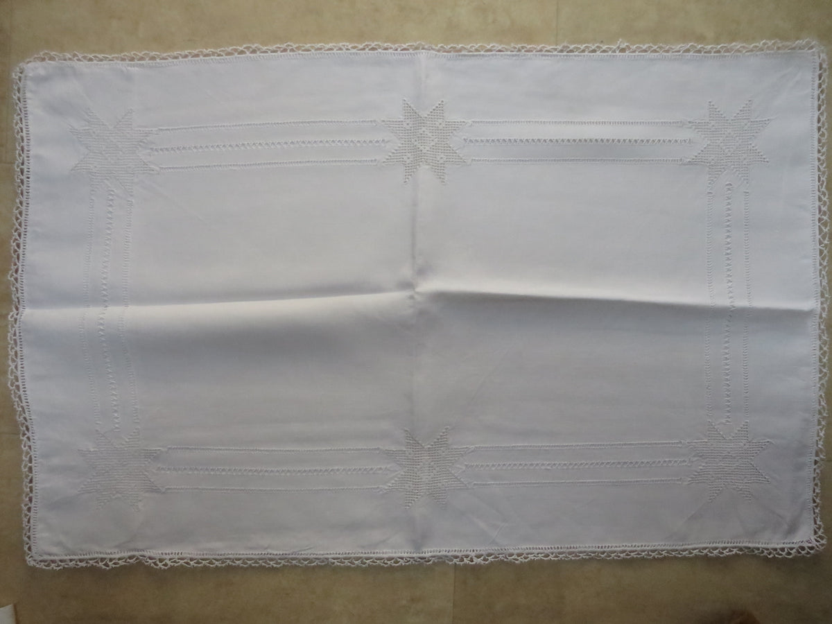 Cypriot Lefkara Linen Bedding Set, Two Sheets & Two Pillowcases, circa 1930
