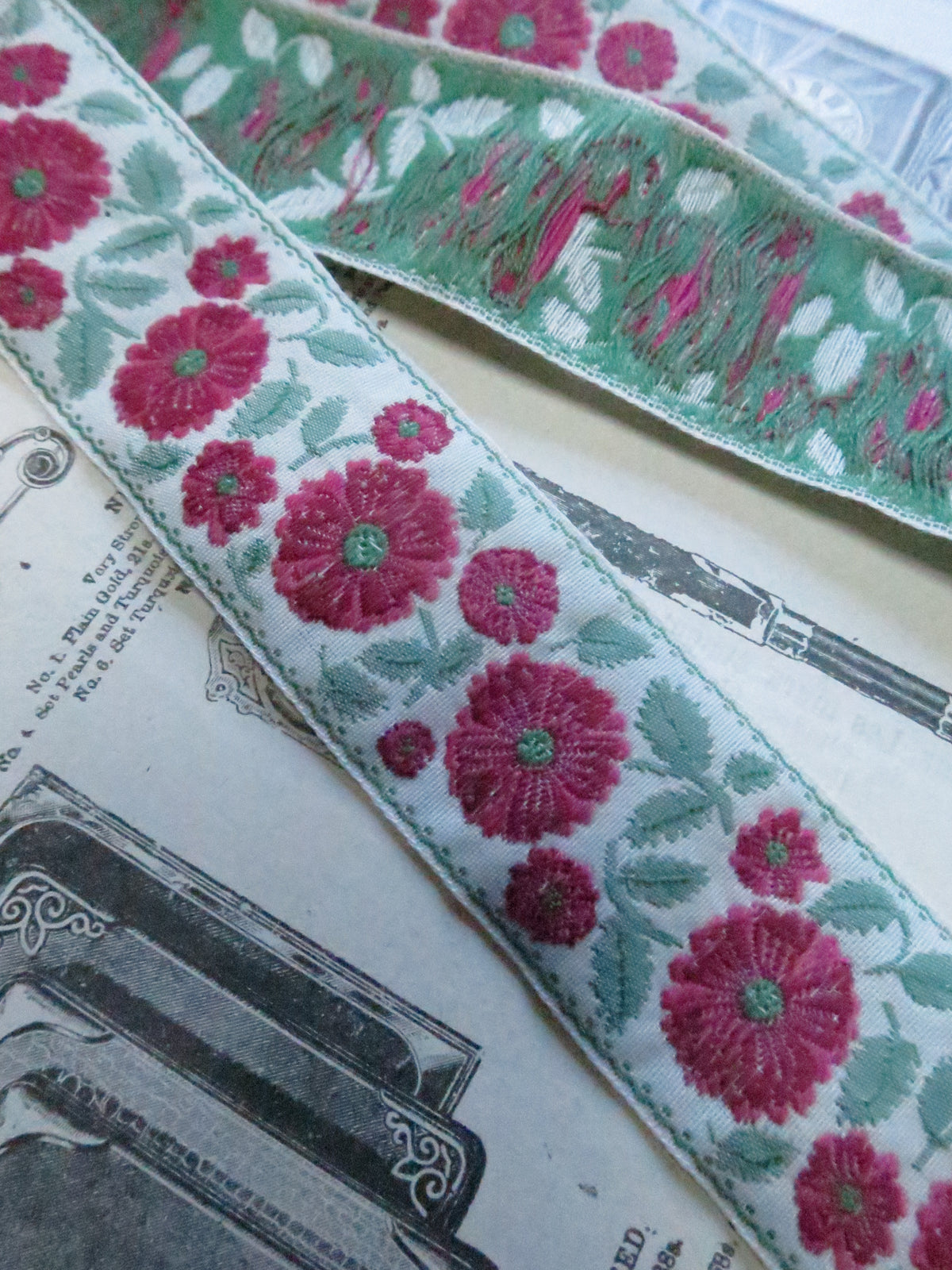 Wild Roses- 32 mm Jacquard Woven Ribbon