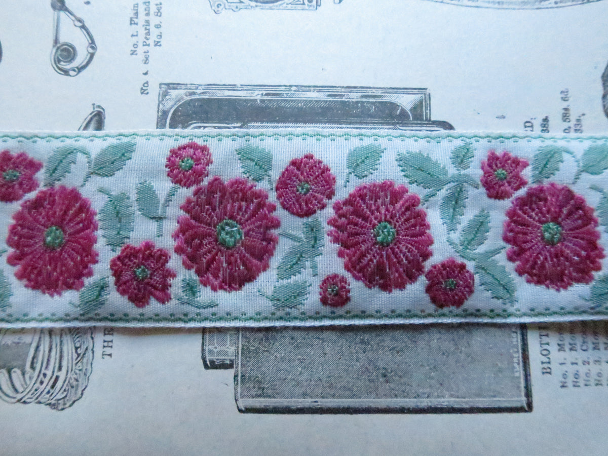 Wild Roses- 32 mm Jacquard Woven Ribbon