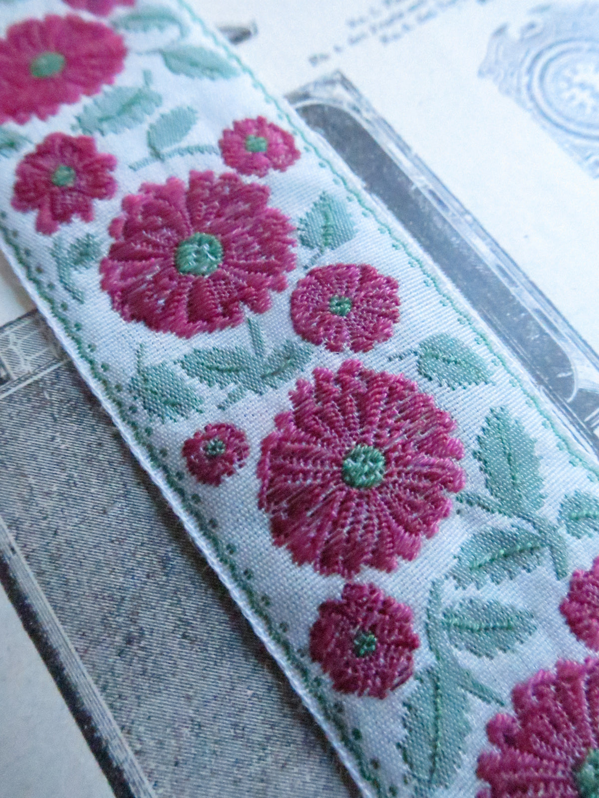 Wild Roses- 32 mm Jacquard Woven Ribbon