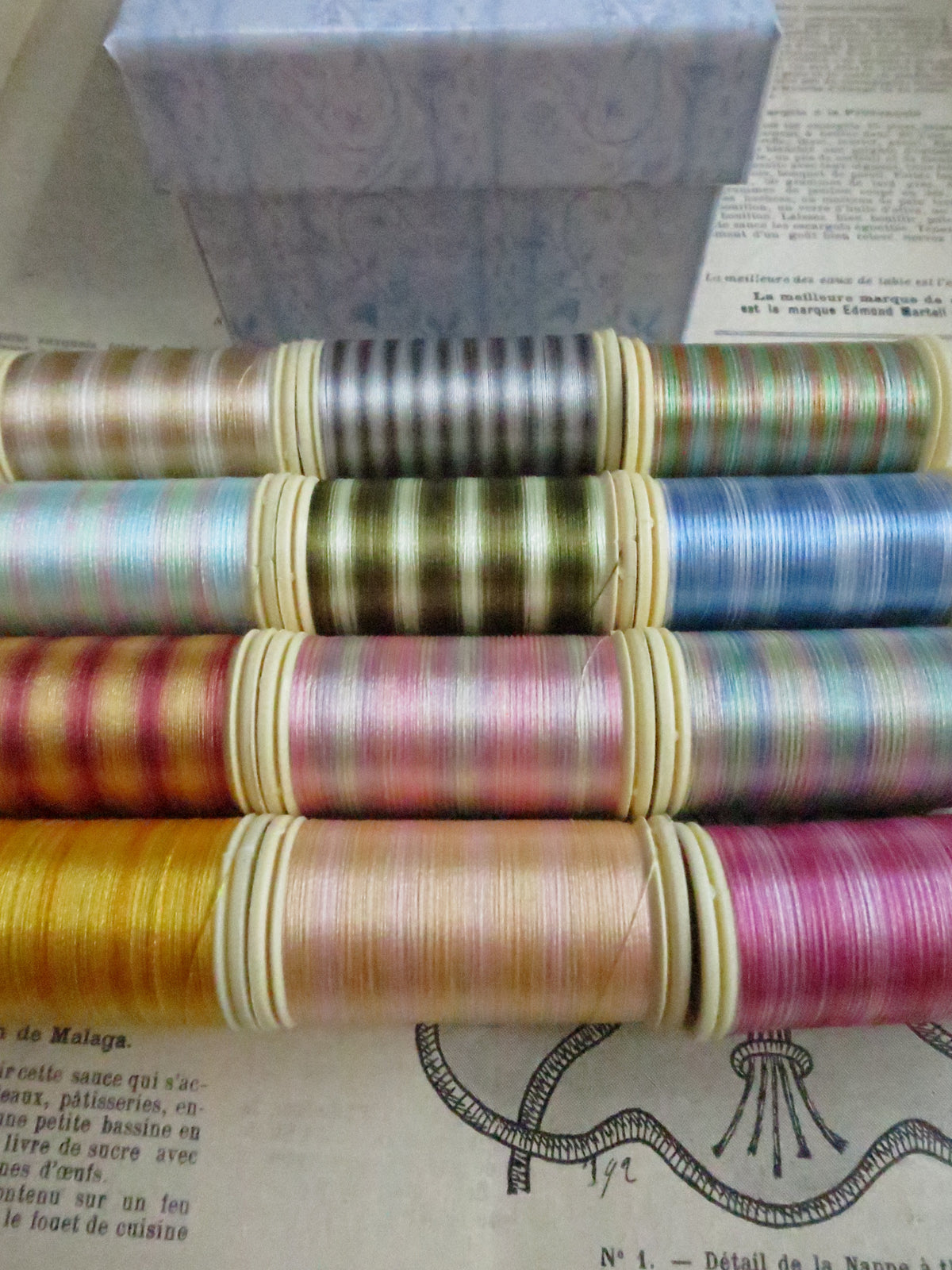Sajou Boxed Set 12 Glossy Varigated Thread/ Fil Multicolore Brilliant- No. 2- Pastel Tones