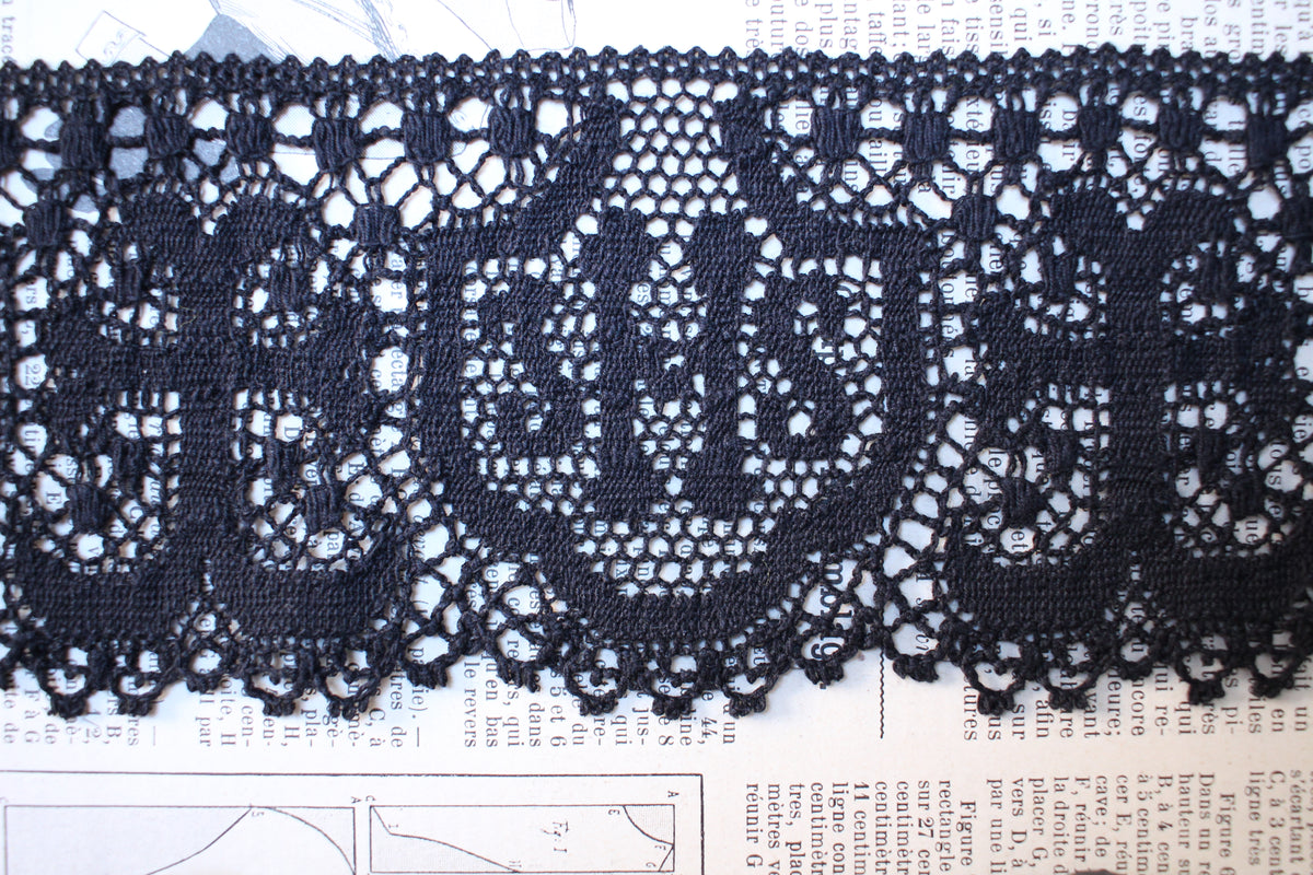 Black Nottingham Cluny Lace- Liturgical Ecclesiastical- 8.5cm
