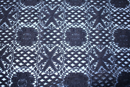 Black Nottingham Cluny Lace Fabric- Liturgical Ecclesiastical- 140cm Wide