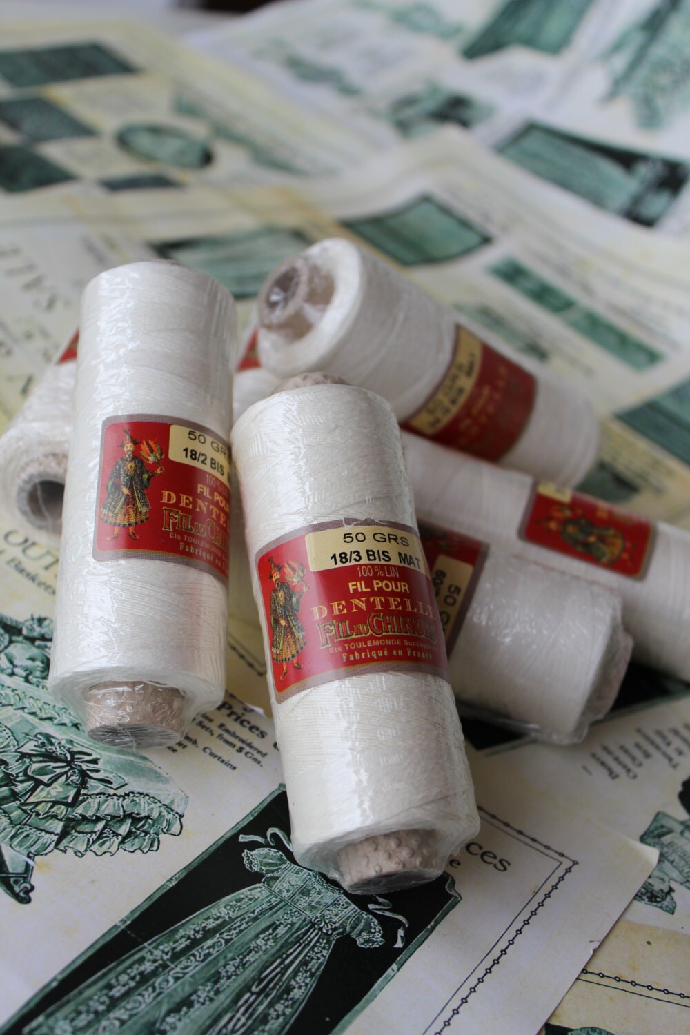 Sajou Ecru Matt Linen Fil au Chinois Lace Making Thread- All Sizes- 18-60