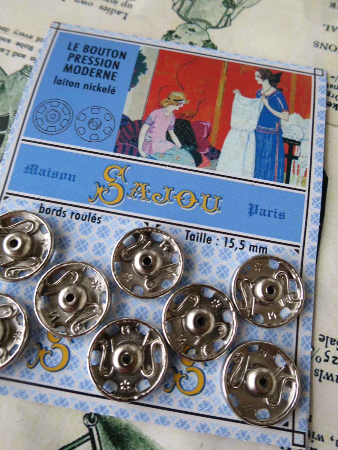 Sajou Nickle Carded Press Studs Snaps- Sizes- 6mm, 7mm, 8mm, 9mm, 11.5mm & 15.5mm