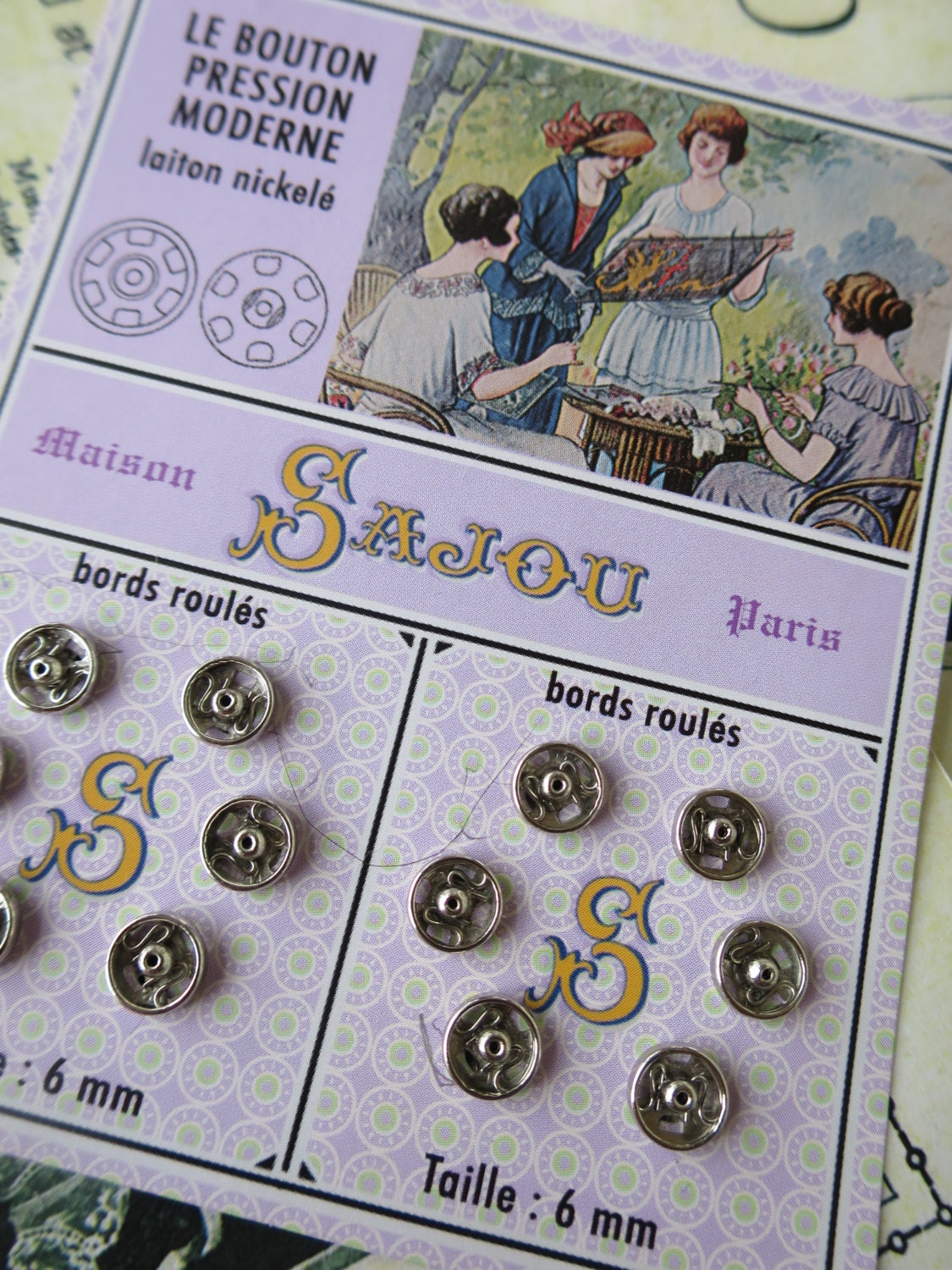 Sajou Nickle Carded Press Studs Snaps- Sizes- 6mm, 7mm, 8mm, 9mm, 11.5mm & 15.5mm