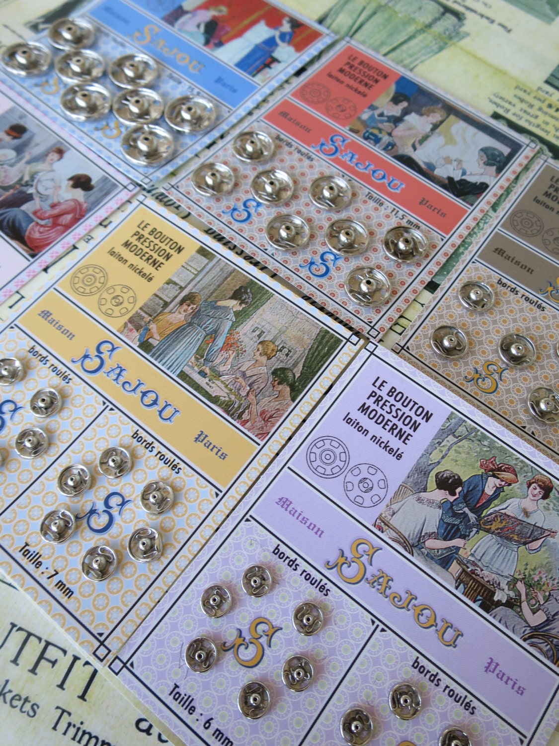 Sajou Nickle Carded Press Studs Snaps- Sizes- 6mm, 7mm, 8mm, 9mm, 11.5mm & 15.5mm