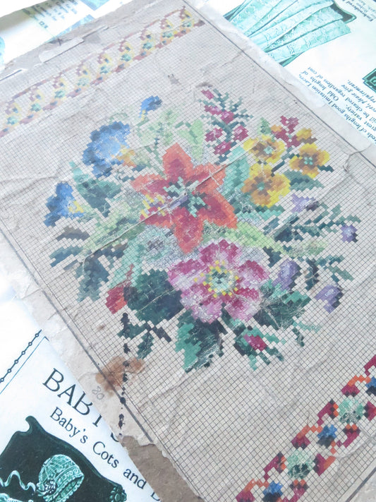 Antique Hand Painted Berlin Woolwork Embroidery Chart- T.P. Devrient