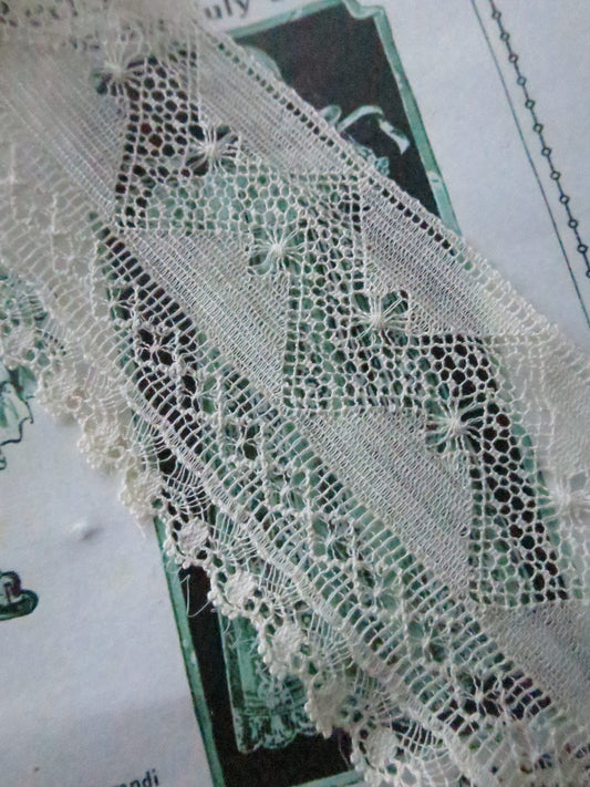 Ecru English Nottingham Lace- Zig Zag- 5.5 cm