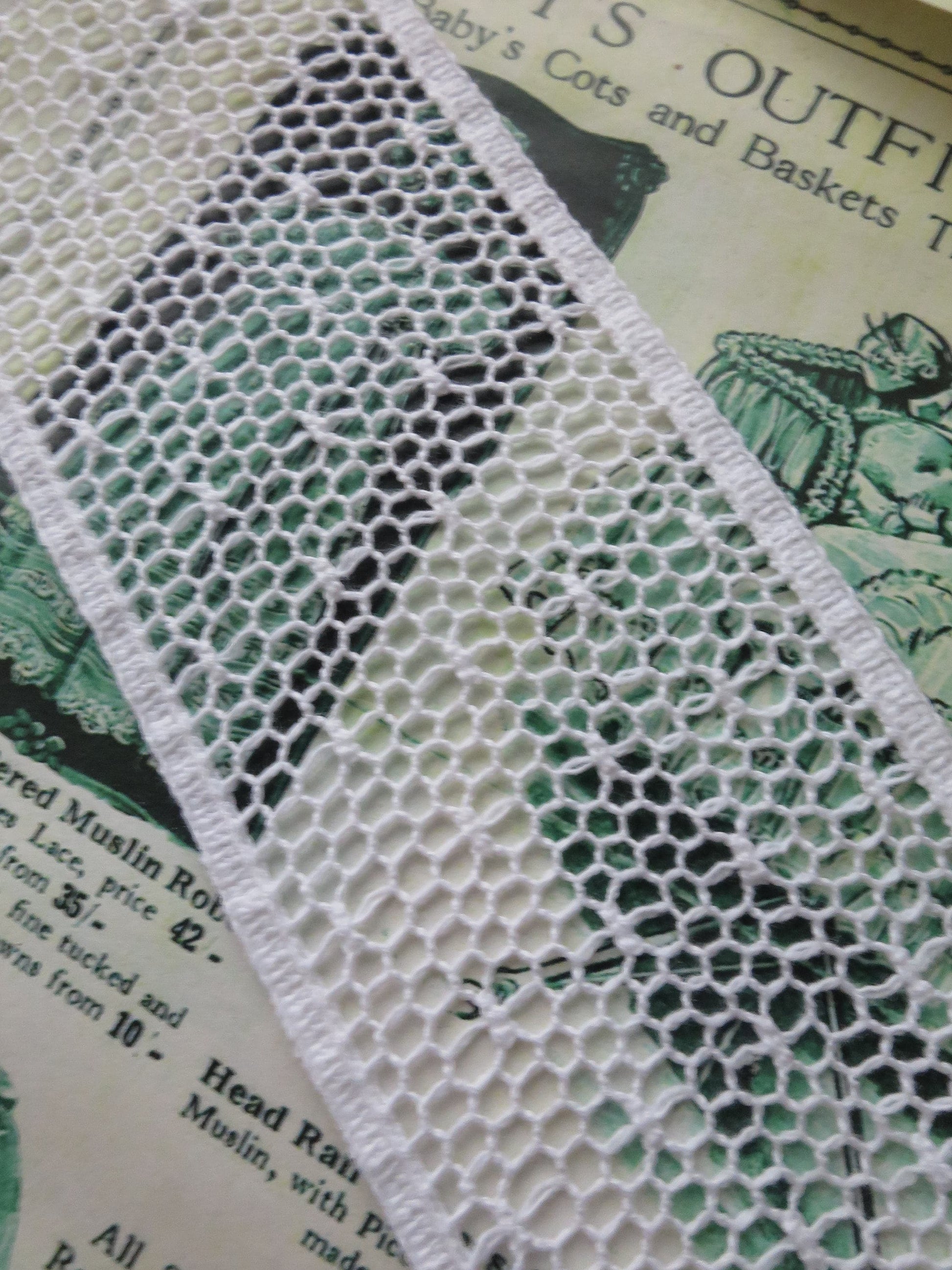 White English Nottingham Cluny Lace- Polka Dot Net- Insertion- 6cm