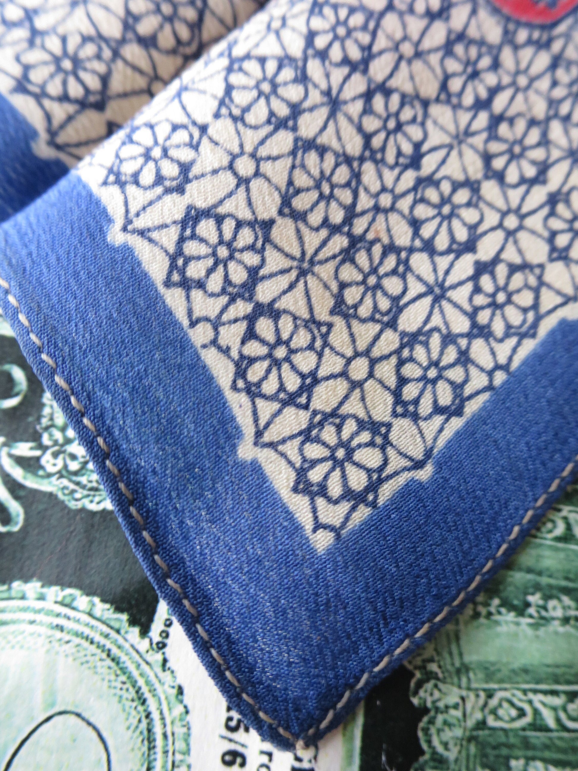 Antique Art Deco Faux Silk Printed Handkerchief