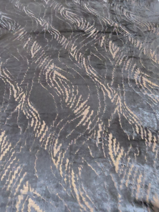 Antique Art Deco Faux Silk Velvet Devore Fabric- 90 x 310 cm