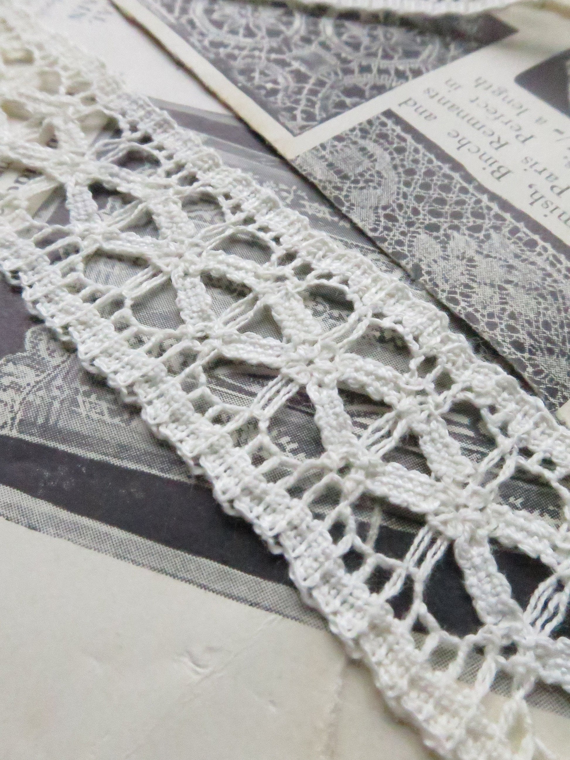 Ecru English Nottingham Cluny Lace- Lattice- Insertion- 2.3 cm