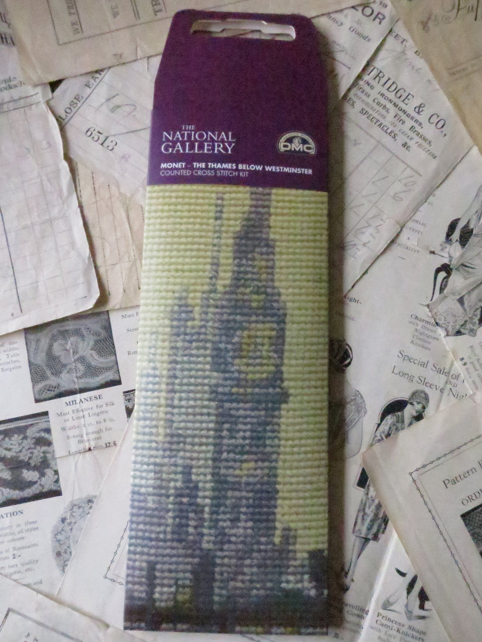 The National Gallery 'The Thames Below Westminster' Monet- Bookmark Cross Stitch Embroidery Kit