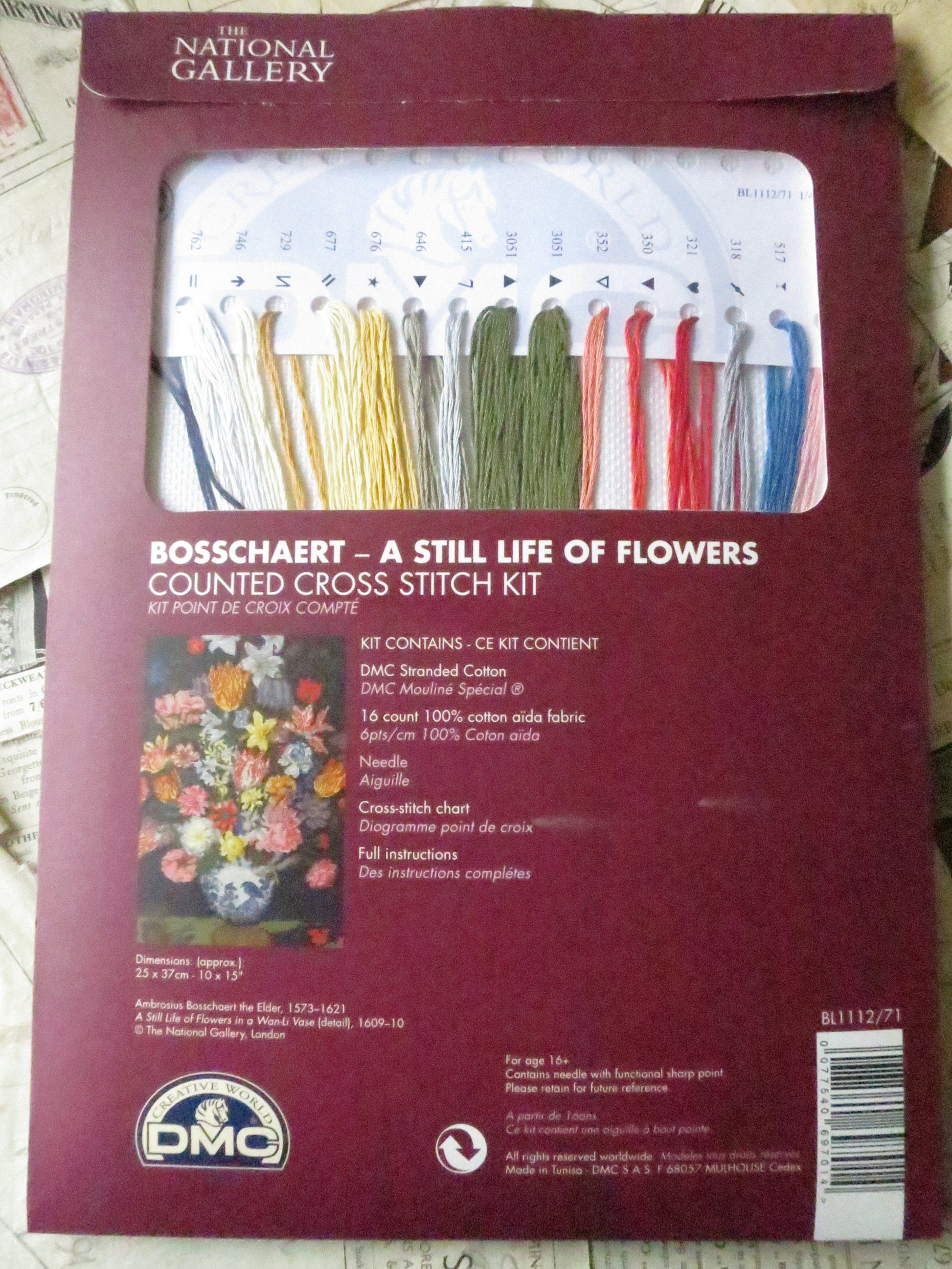 The National Gallery 'A Still Life of Flowers' Bosschaert- Cross Stitch Embroidery Kit