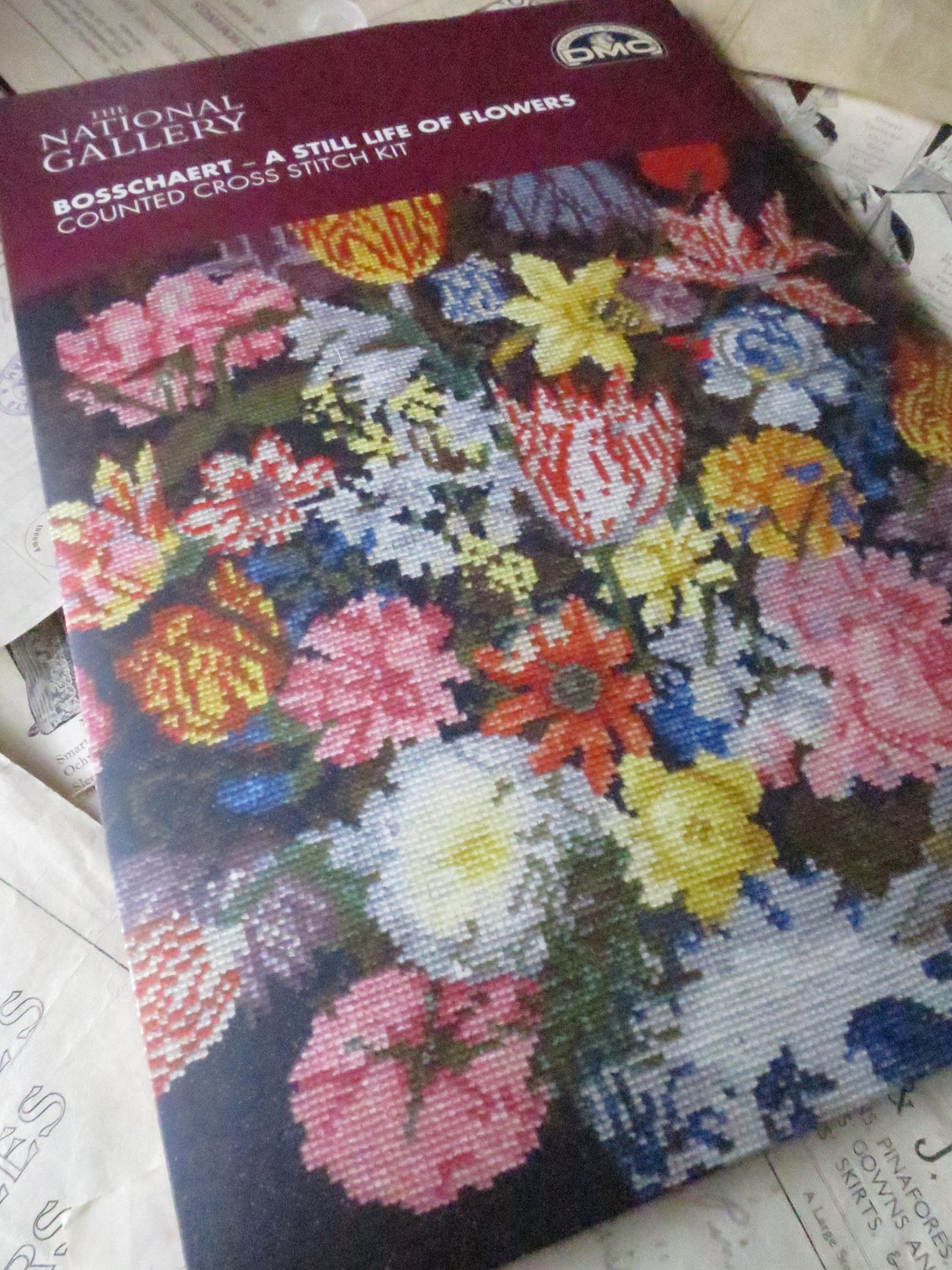 The National Gallery 'A Still Life of Flowers' Bosschaert- Cross Stitch Embroidery Kit