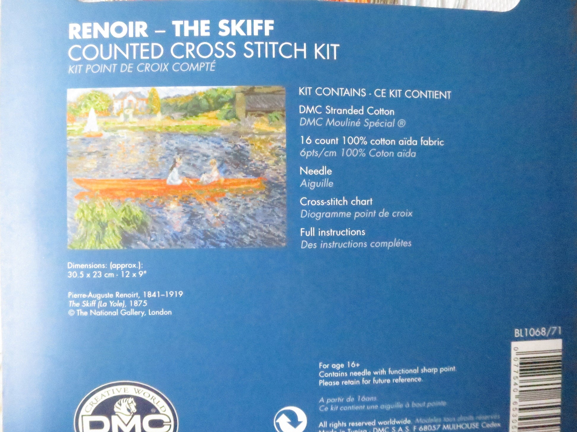 The National Gallery 'The Skiff' Renoir- Cross Stitch Embroidery Kit
