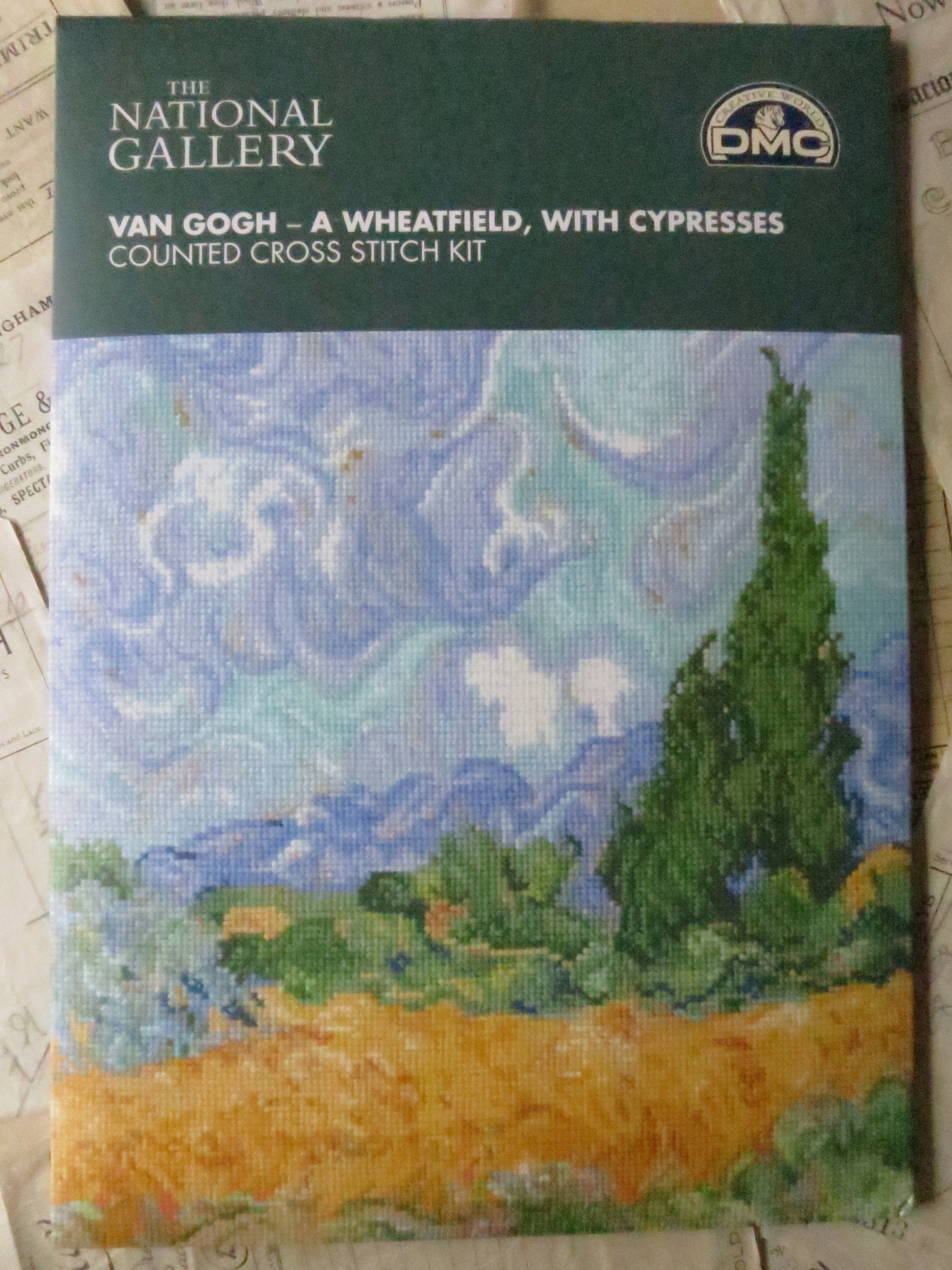 The National Gallery 'A Wheatfield with Cypresses' Van Gogh- Cross Stitch Embroidery Kit