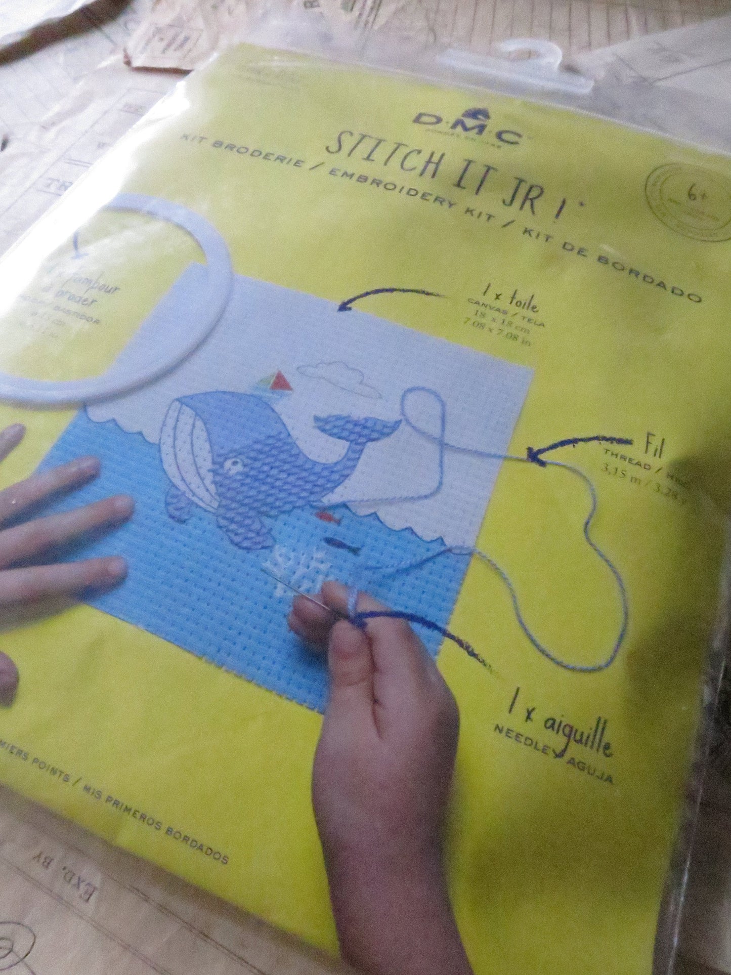 DMC Children's Stitch It JR Cross Stitch Embroidery Kit- Kit the Whale