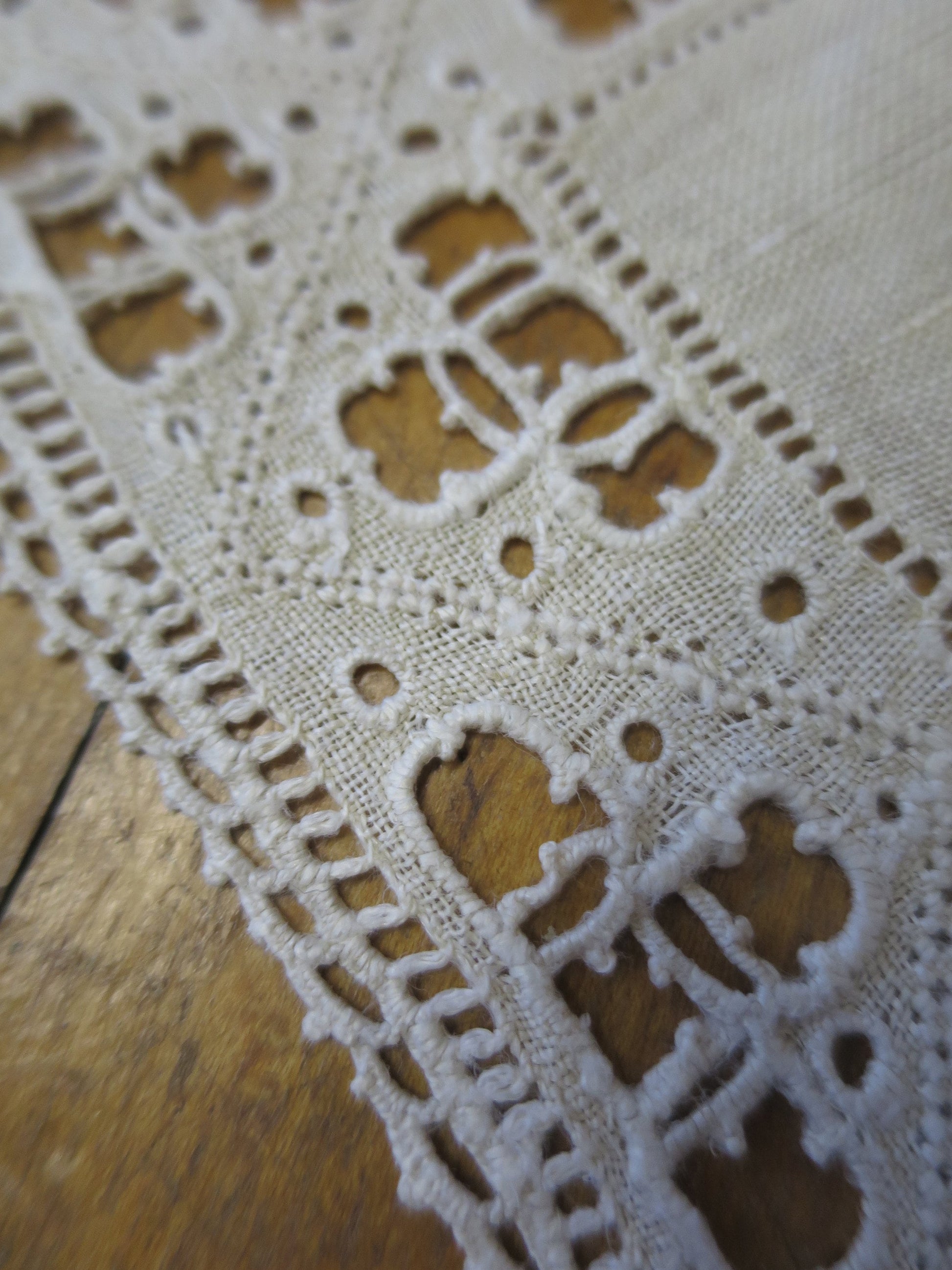 Antique Edwardian Irish Linen Mats- Hand Worked Lefkara Embroidery