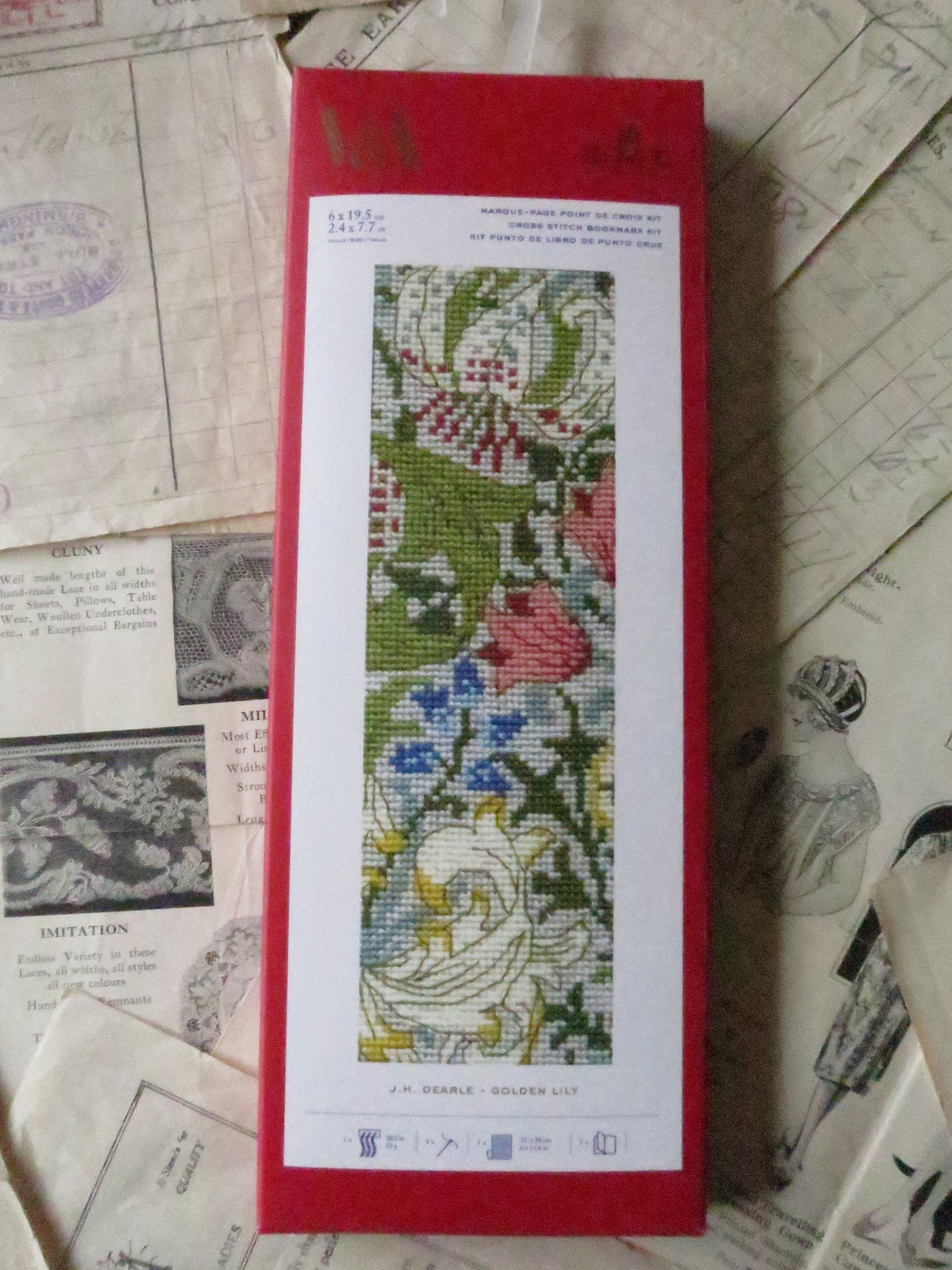 V&A J.H. Dearle 'Golden Lily' Bookmark Cross Stitch Embroidery Kit
