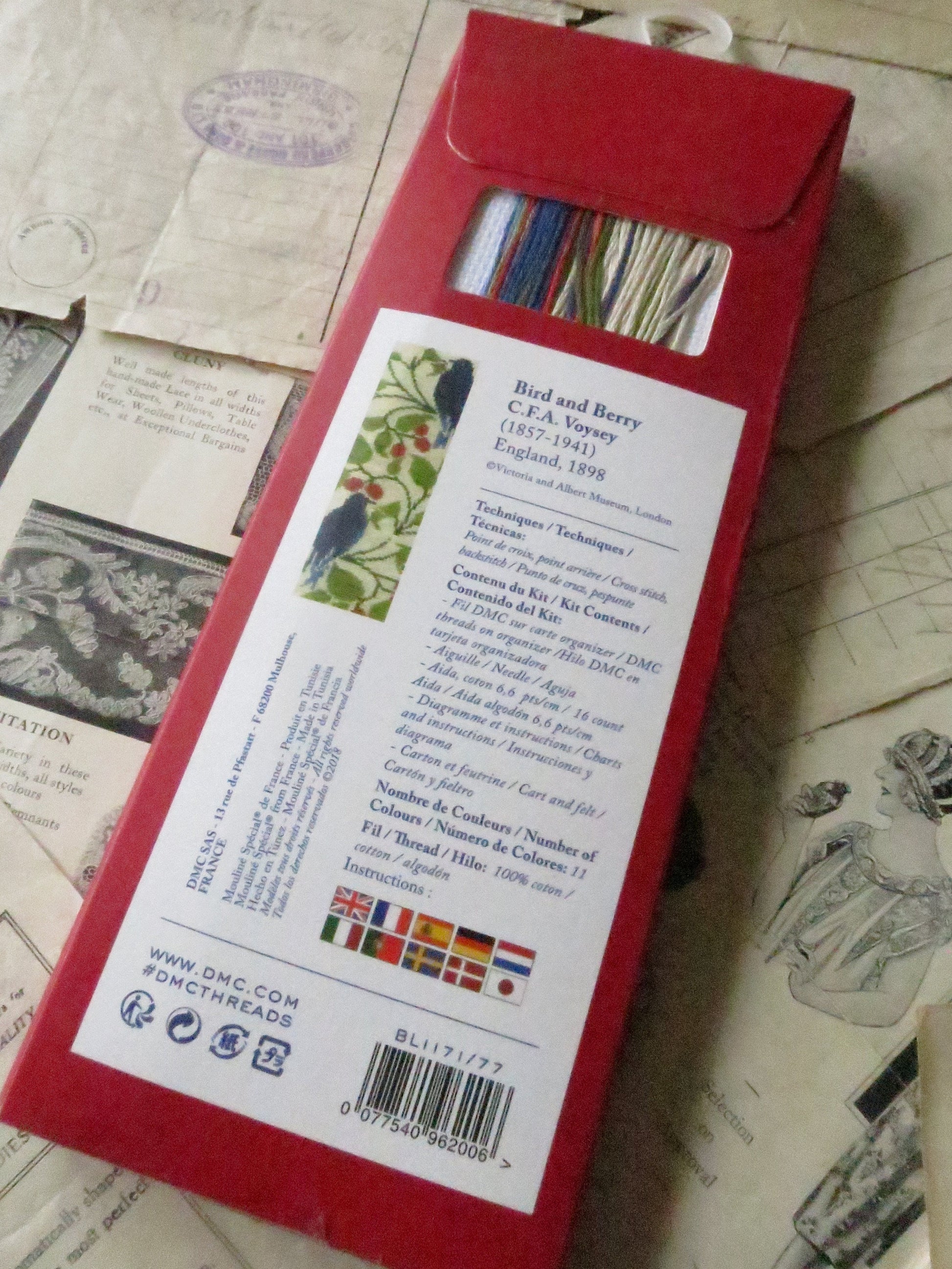 V&A C.F.A Voysey 'Bird and Berry' Bookmark Cross Stitch Embroidery Kit