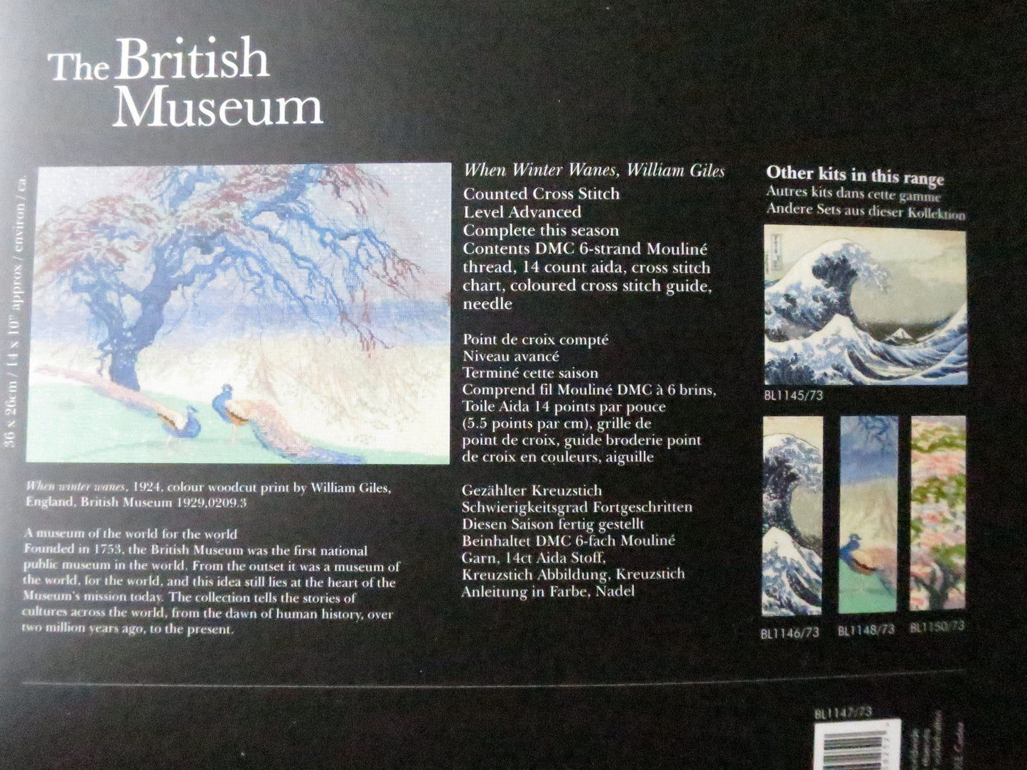 The British Museum 'When Winter Wanes' William Giles- Cross Stitch Embroidery Kit