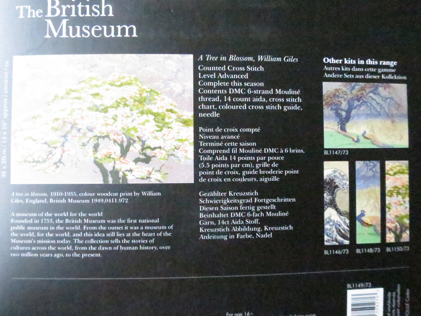 The British Museum 'A Tree in Blossom' William Giles- Cross Stitch Embroidery Kit