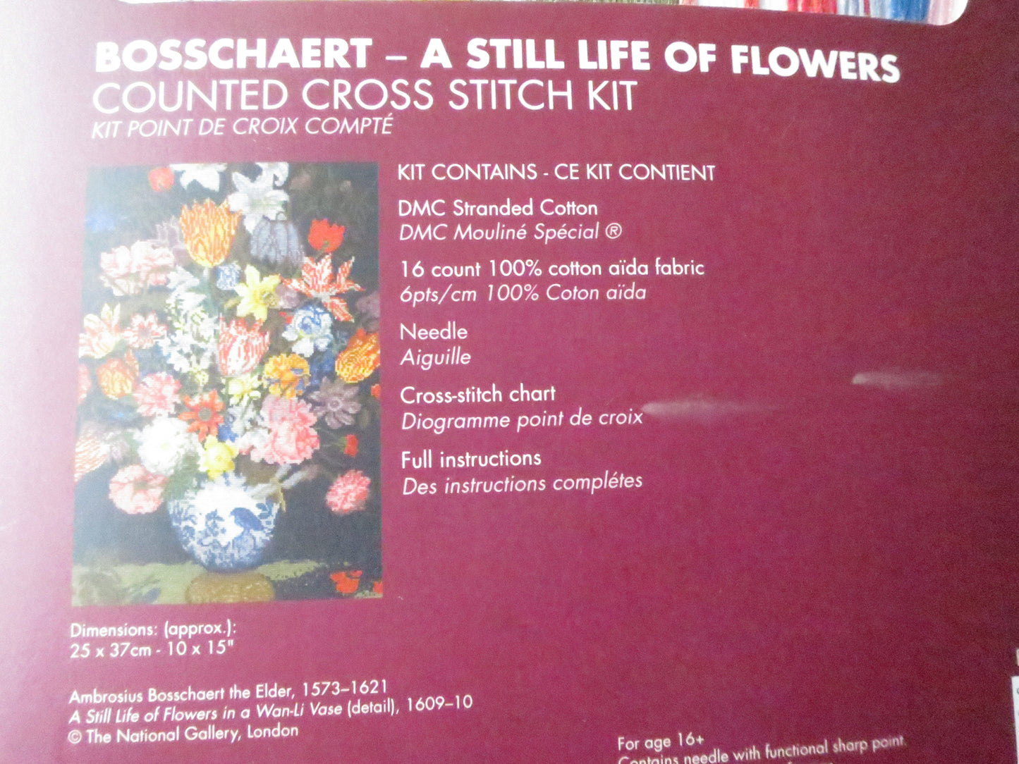 The National Gallery 'A Still Life of Flowers' Bosschaert- Cross Stitch Embroidery Kit