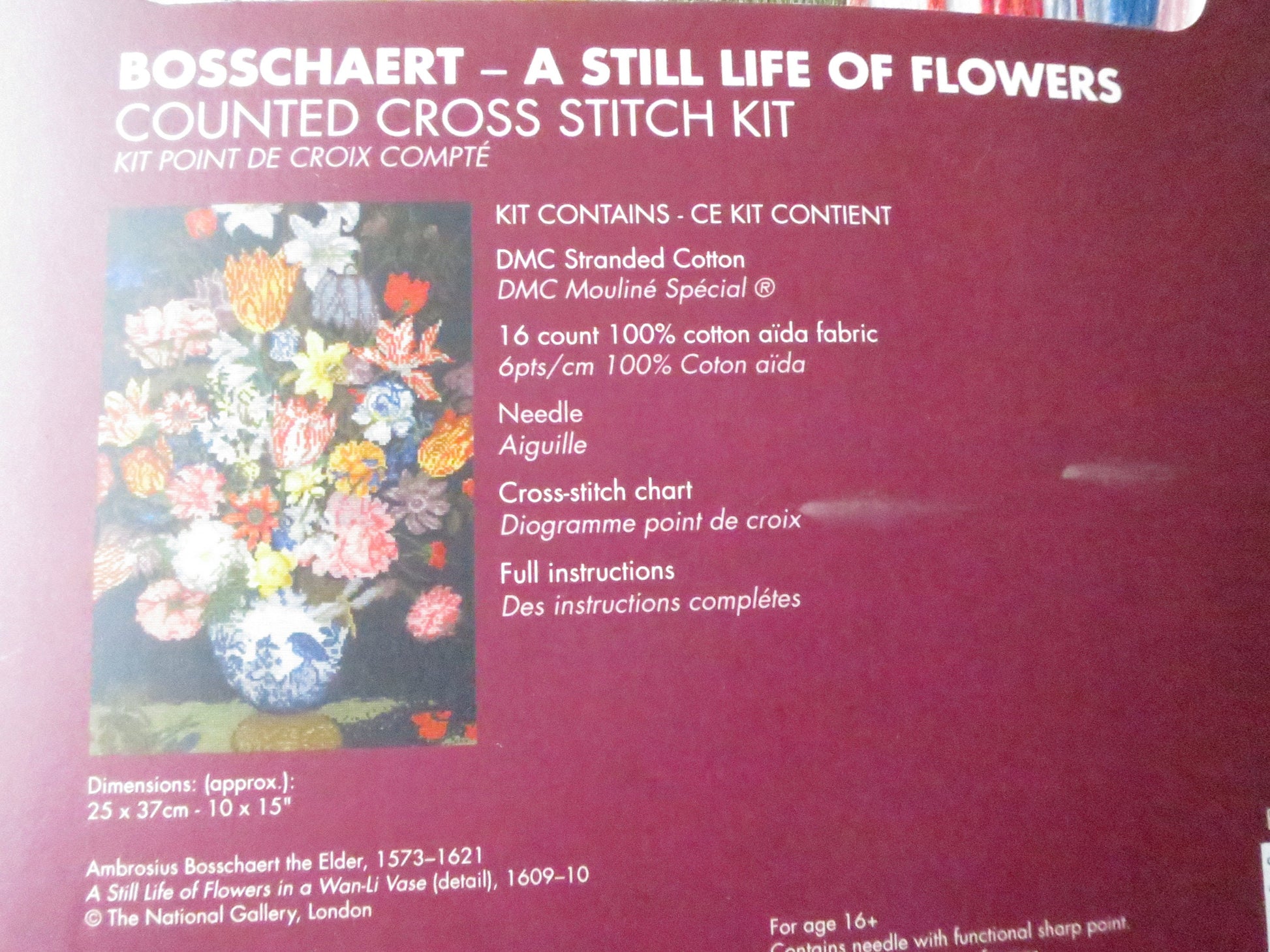 The National Gallery 'A Still Life of Flowers' Bosschaert- Cross Stitch Embroidery Kit