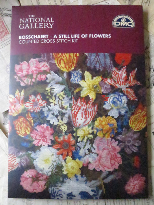The National Gallery 'A Still Life of Flowers' Bosschaert- Cross Stitch Embroidery Kit