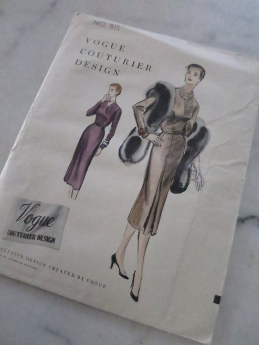 Uncut Vintage 1954 Vogue Couturier Design Pattern 815- Wiggle Dress- Size 20 Bust 38