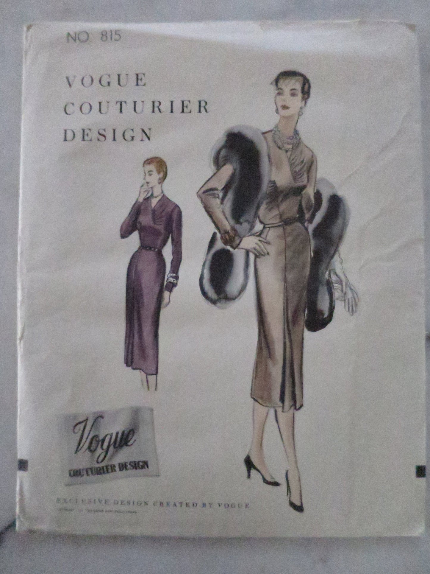 Uncut Vintage 1954 Vogue Couturier Design Pattern 815- Wiggle Dress- Size 20 Bust 38