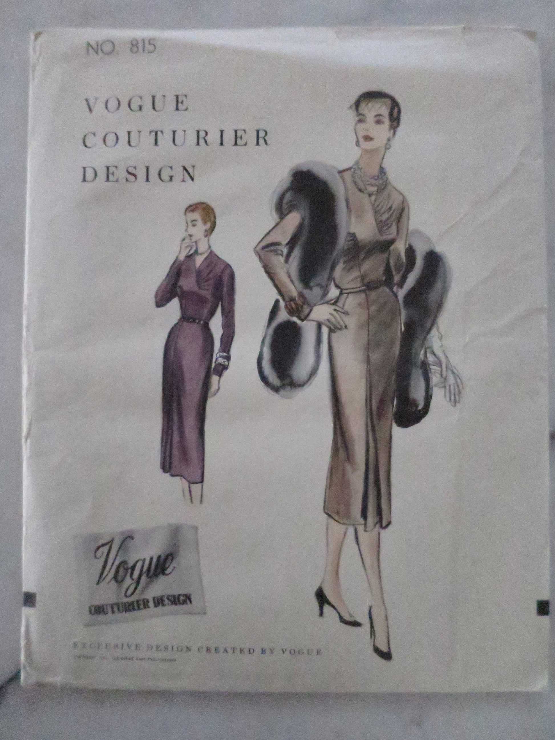 Uncut Vintage 1954 Vogue Couturier Design Pattern 815- Wiggle Dress- Size 20 Bust 38