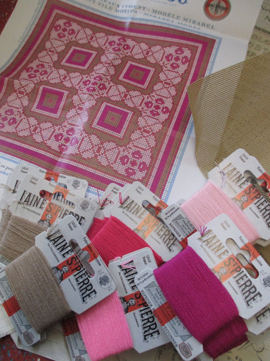 Sajou French Cement Tile Basketweave Needlepoint Tapestry Kit- Mirabel