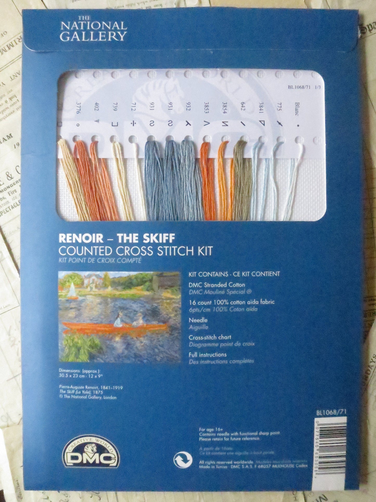 The National Gallery 'The Skiff' Renoir- Cross Stitch Embroidery Kit