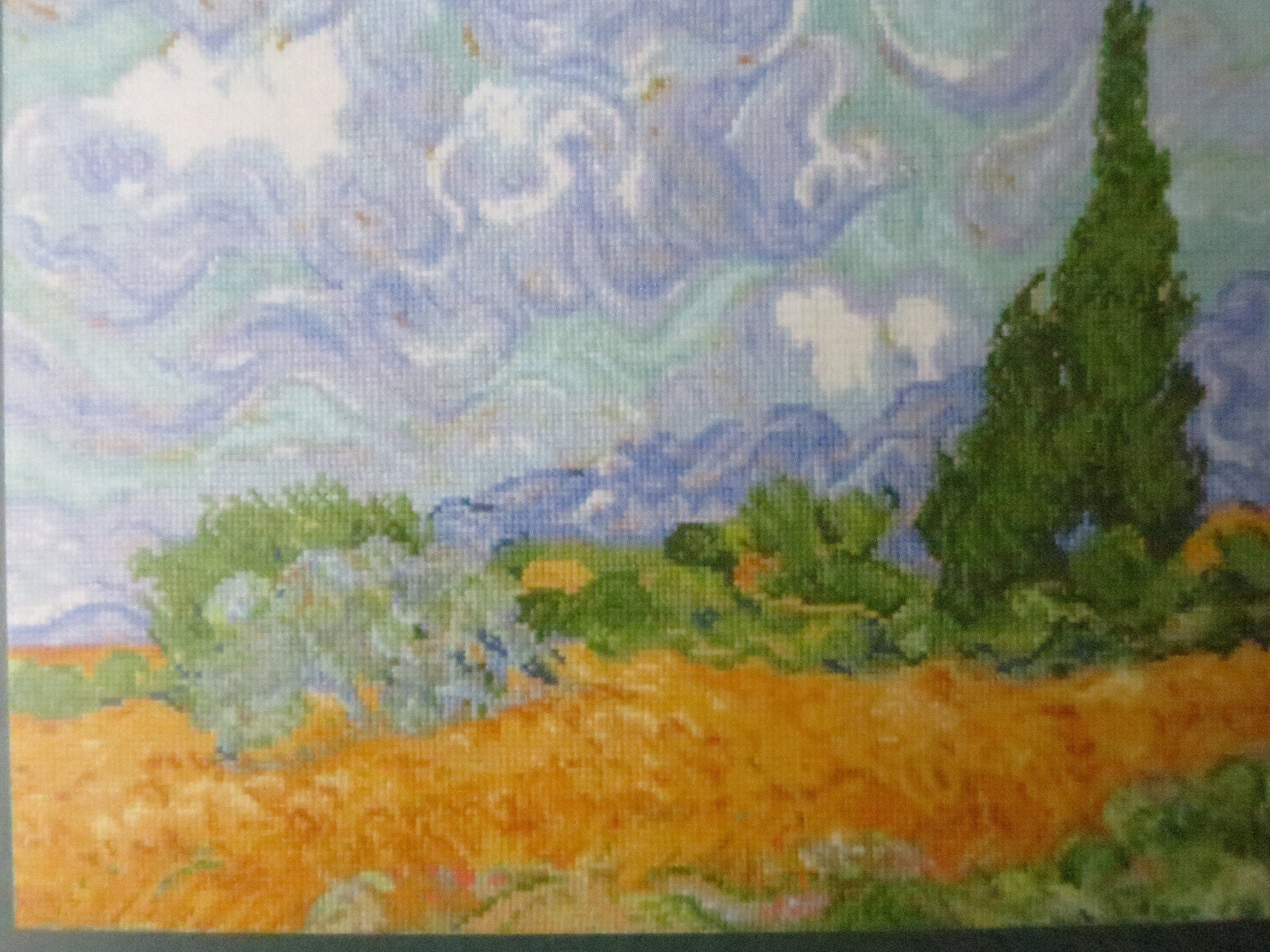 The National Gallery 'A Wheatfield with Cypresses' Van Gogh- Cross Stitch Embroidery Kit