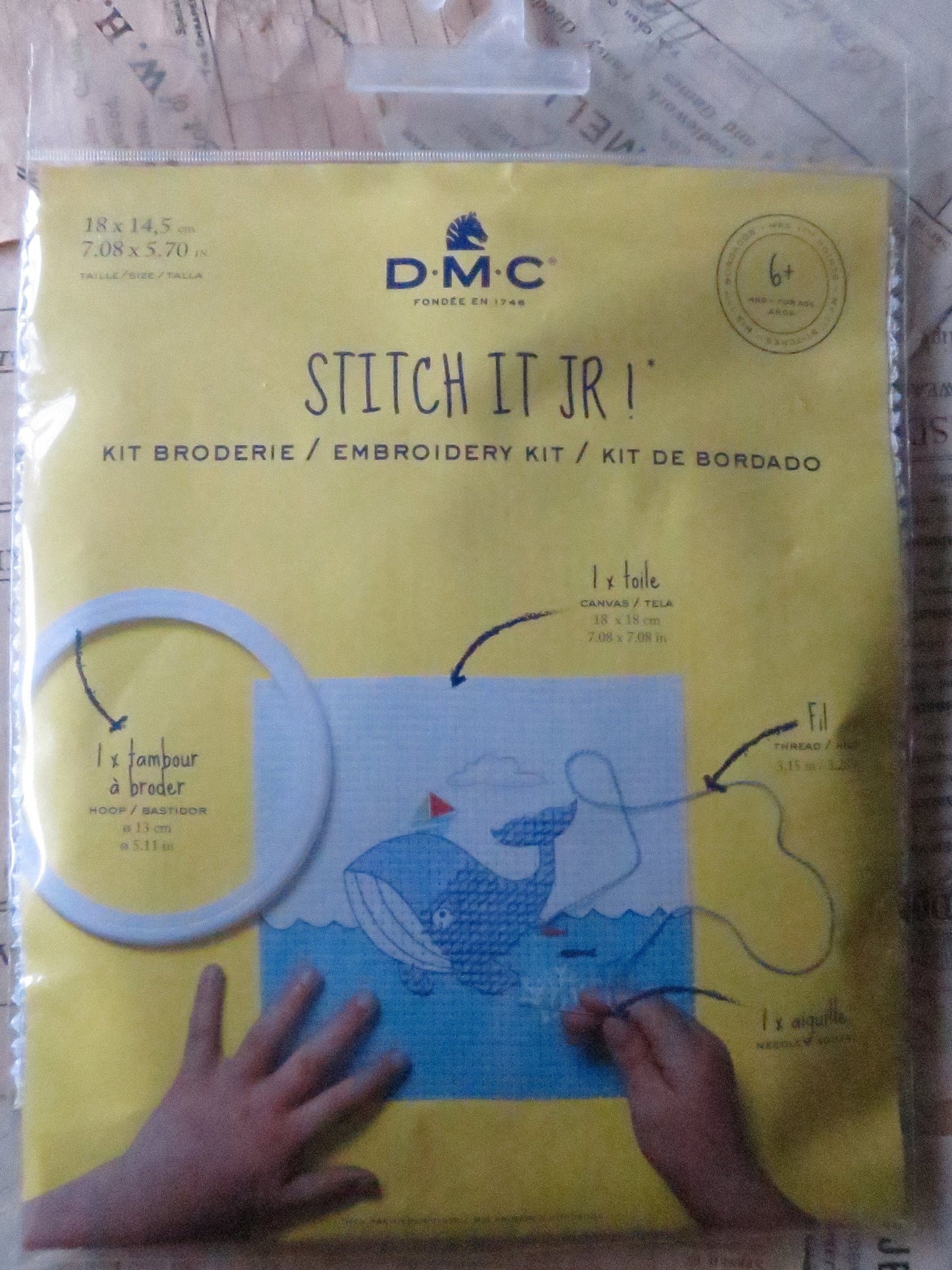 DMC Children's Stitch It JR Cross Stitch Embroidery Kit- Kit the Whale