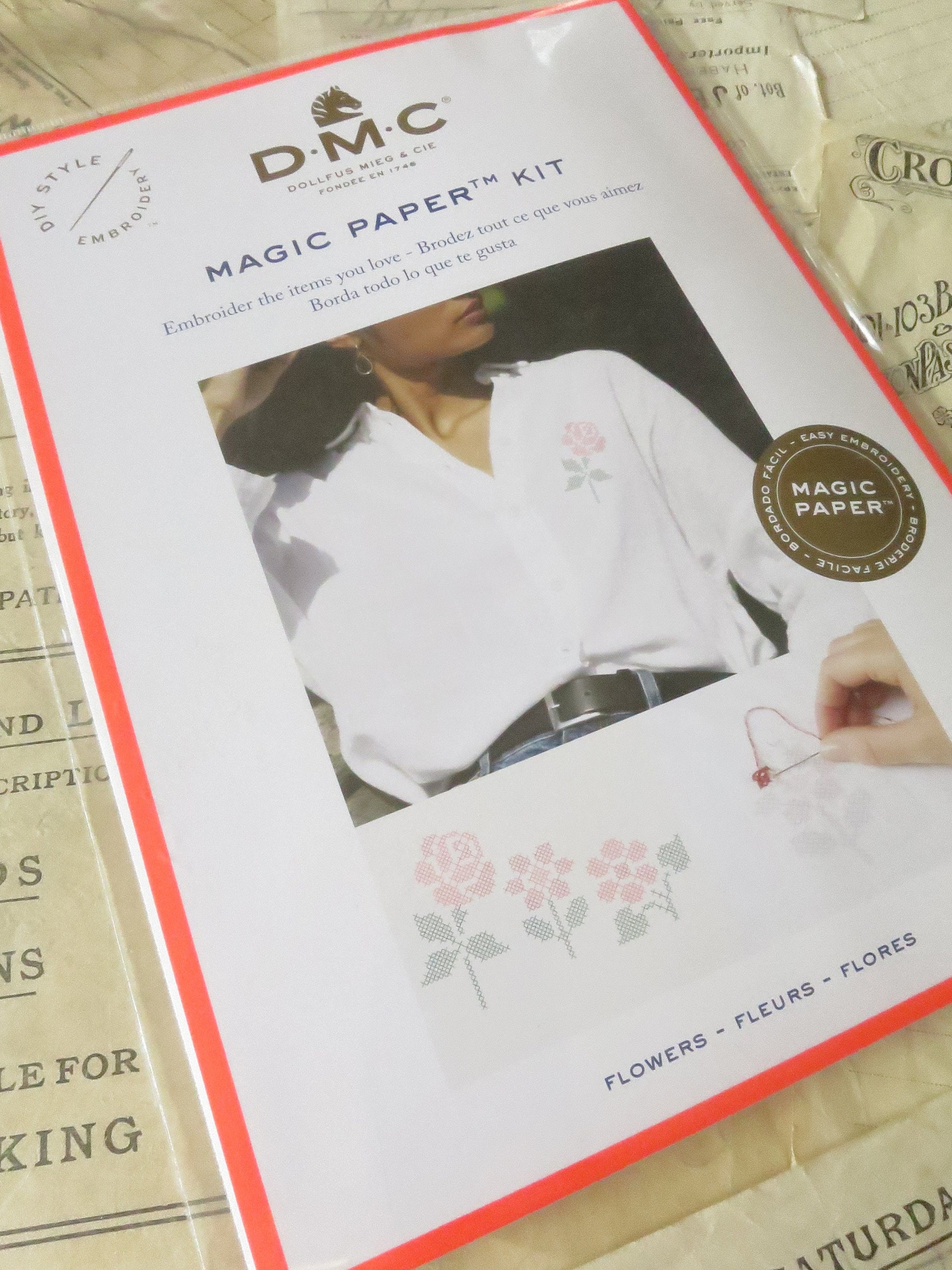 Flowers Collection Magic Paper Cross Stitch Embroidery Kit DMC