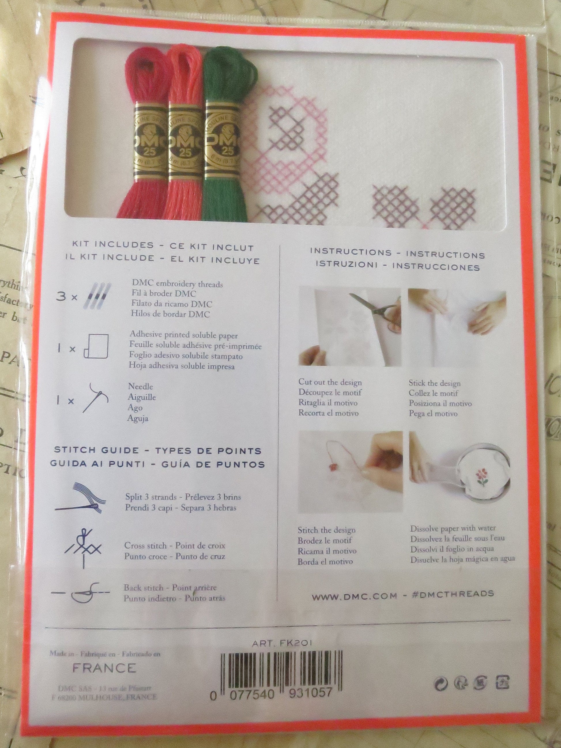 Flowers Collection Magic Paper Cross Stitch Embroidery Kit DMC